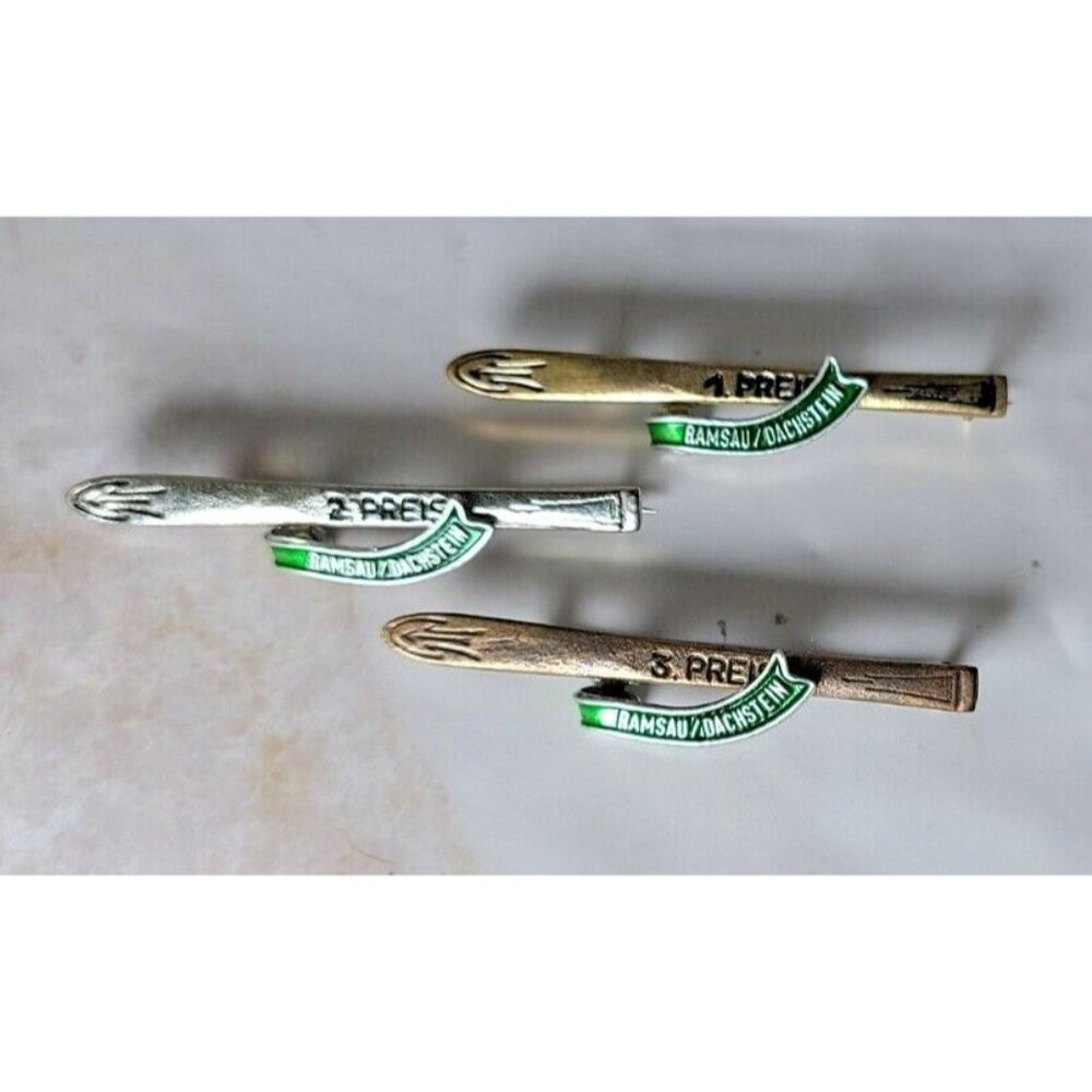 Lot of 3 Vintage Austria Ramsau/Dachstein Ski School 1st 2nd 3rd Prize Pins